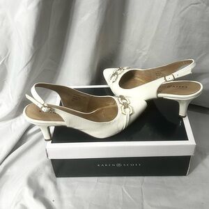 Karen Scott Women's White Slingback Heels